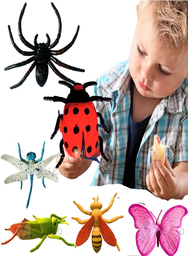 Mallexo مجموعة ألعاب حشرات واقعية من ماليكسو للأطفال، 6 قطع، مجسمات حيوانات زاحفة متوسطة الحجم للأولاد والبنات، فراشة للأطفال من عمر 3 سنوات فما فوق، أدوات للمقالب للأطفال (حشرات متوسطة الحجم) - Image 3